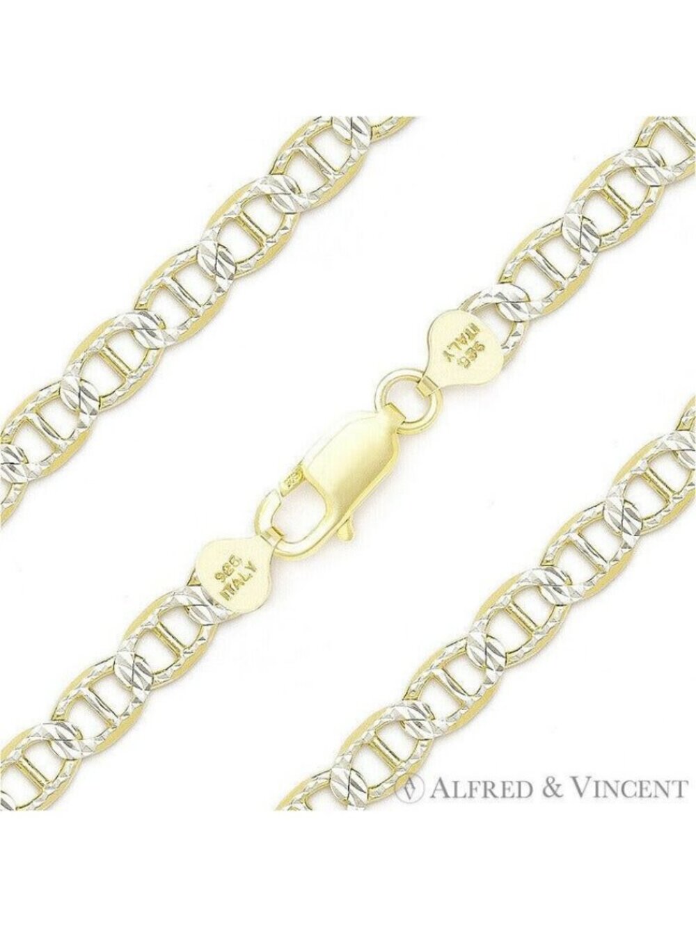 6.3mm Marina / Mariner Link Sterling Silver 14k Yellow Gold-Plated Chain Anklet